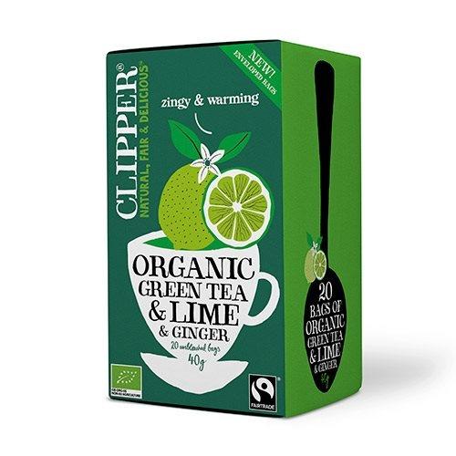 Økologisk Grøn Te med Lime og Ingefær - Clipper 20 Breve