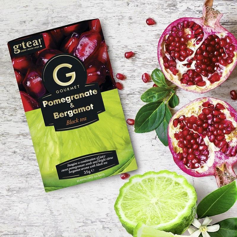 G Tea Gourmet Sort Te med Granatæble og Bergamot