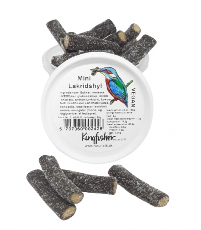 Kingfischer Mini Lakridshyl Vegan 60g - Lækre Snacks!