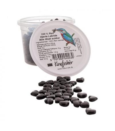 Kingfischer Ren Lakrids Hjerter 80 Gr - Naturlig Nydelse