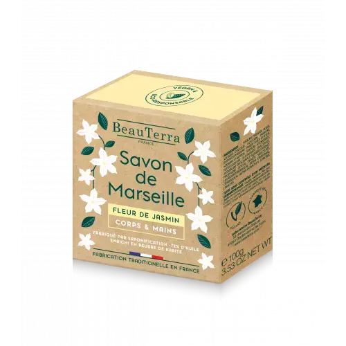 Beau Terra Marseille Sæbe Bar med Jasmin 100g - Økologisk Pleje