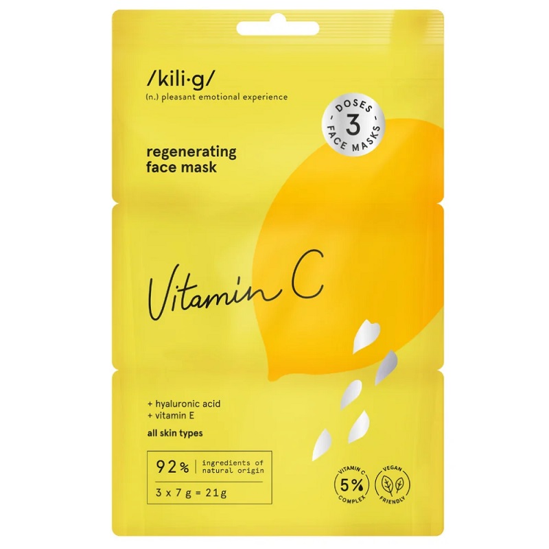 Kili X2219 G    Vitamin C   Regenerating Face Mask   3 Pak