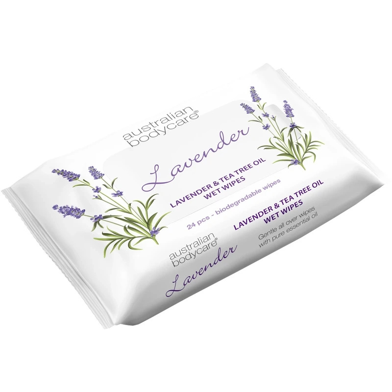 Australian Bodycare Wet Wipes   Lavendar   Tea Tree Oil   24 Pieces